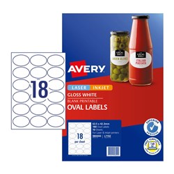 Labels Avery L7127 White Gloss 18UP 62mm x 42mm pack 10